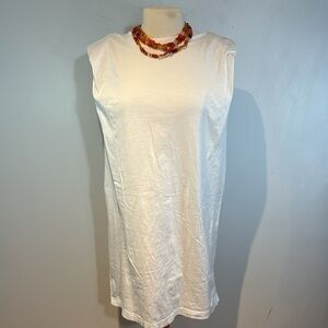 Babaton white cotton shoulder pad tshirt dress size small